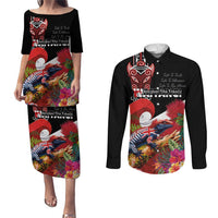 Aotearoa Toitu Te Tiriti Couples Matching Puletasi and Long Sleeve Button Shirt Waitangi-Honour The Treaty NZ Tuatara and Plants LT03 Multicolor - Polynesian Pride