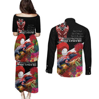 Aotearoa Toitu Te Tiriti Couples Matching Puletasi and Long Sleeve Button Shirt Waitangi-Honour The Treaty NZ Tuatara and Plants LT03 - Polynesian Pride