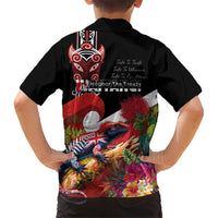 Aotearoa Toitu Te Tiriti Family Matching Off Shoulder Short Dress and Hawaiian Shirt Waitangi-Honour The Treaty NZ Tuatara and Plants LT03 - Polynesian Pride