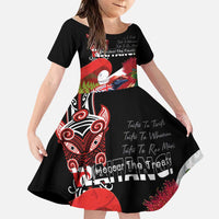 Aotearoa Toitu Te Tiriti Family Matching Tank Maxi Dress and Hawaiian Shirt Waitangi-Honour The Treaty NZ Tuatara and Plants LT03 Daughter's Dress Multicolor - Polynesian Pride