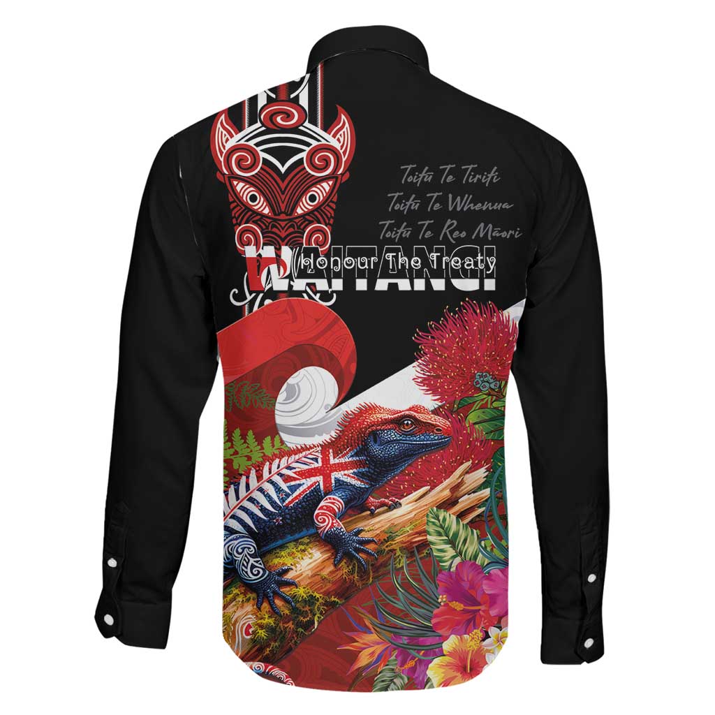 Aotearoa Toitu Te Tiriti Family Matching Tank Maxi Dress and Hawaiian Shirt Waitangi-Honour The Treaty NZ Tuatara and Plants LT03 - Polynesian Pride