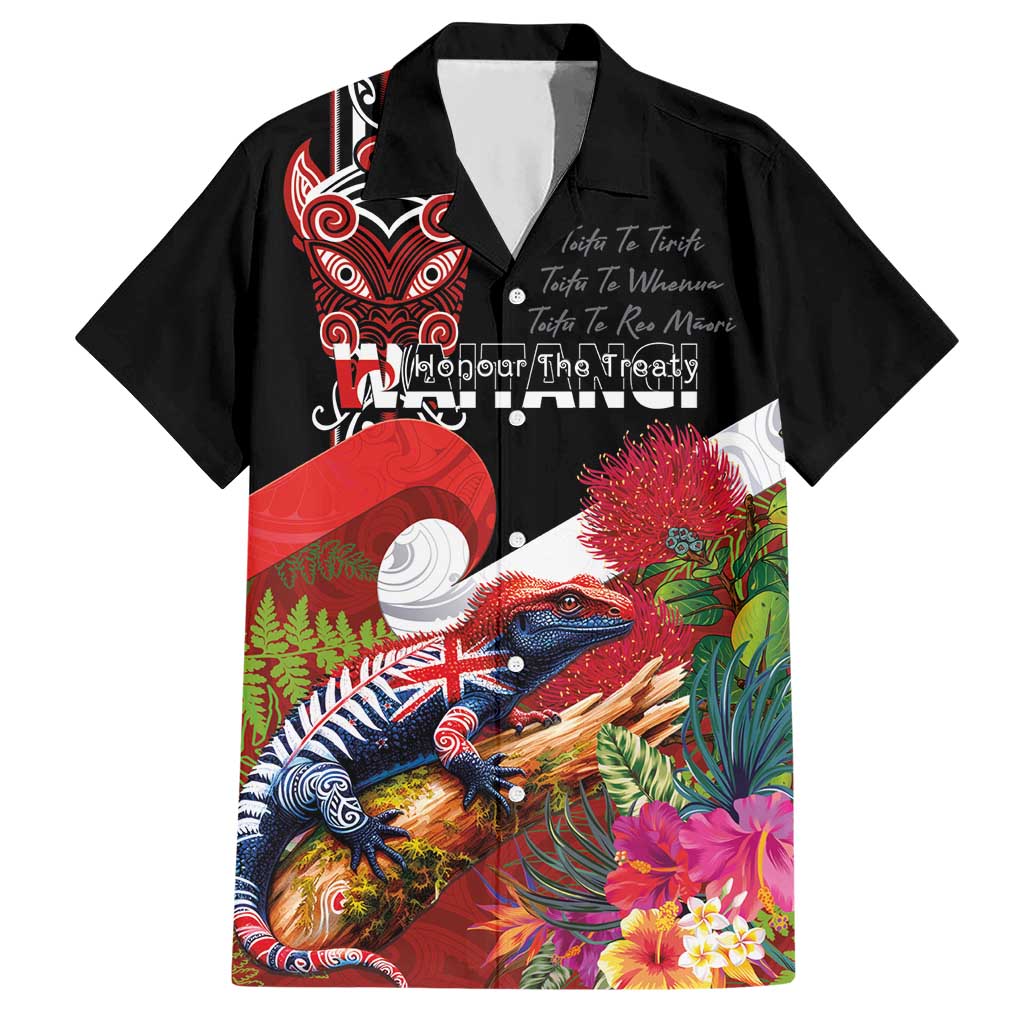 Aotearoa Toitu Te Tiriti Hawaiian Shirt Waitangi-Honour The Treaty NZ Tuatara and Plants LT03 Multicolor - Polynesian Pride