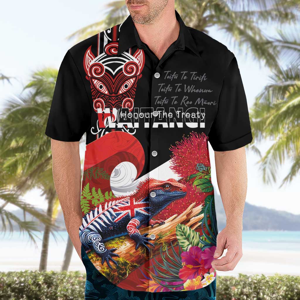 Aotearoa Toitu Te Tiriti Hawaiian Shirt Waitangi-Honour The Treaty NZ Tuatara and Plants LT03 - Polynesian Pride