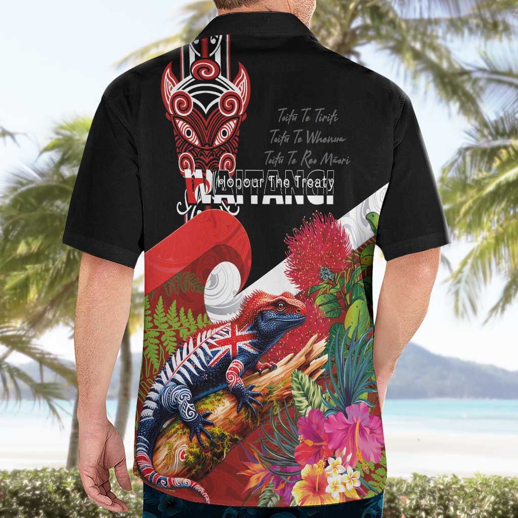 Aotearoa Toitu Te Tiriti Hawaiian Shirt Waitangi-Honour The Treaty NZ Tuatara and Plants LT03 - Polynesian Pride