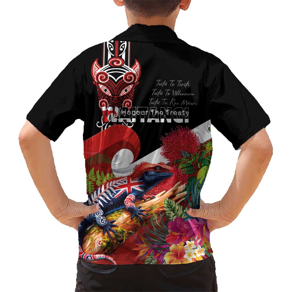 Aotearoa Toitu Te Tiriti Hawaiian Shirt Waitangi-Honour The Treaty NZ Tuatara and Plants LT03 - Polynesian Pride