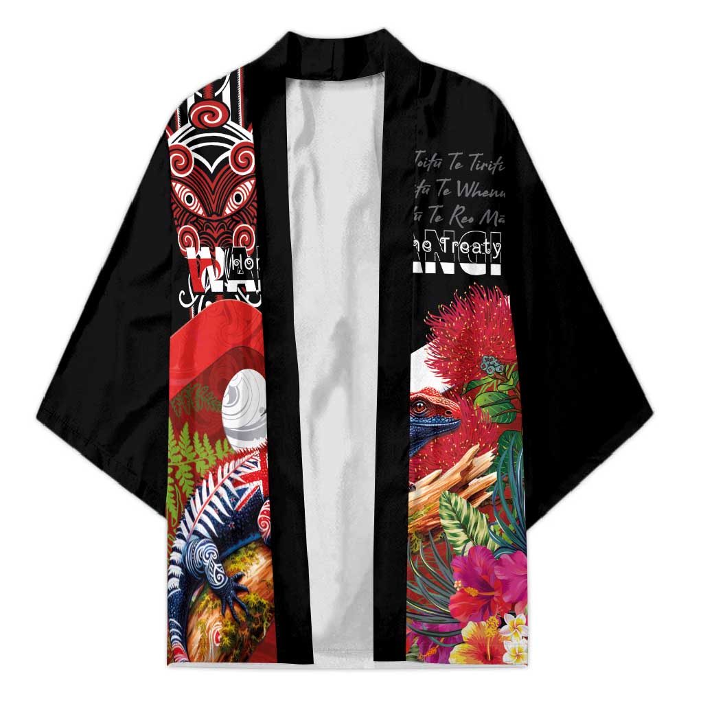 Aotearoa Toitu Te Tiriti Kimono Waitangi-Honour The Treaty NZ Tuatara and Plants
