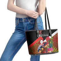 Aotearoa Toitu Te Tiriti Leather Tote Bag Waitangi-Honour The Treaty NZ Tuatara and Plants