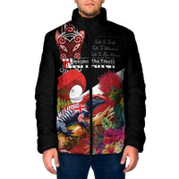 Aotearoa Toitu Te Tiriti Padded Jacket Waitangi-Honour The Treaty NZ Tuatara and Plants LT03 Men Multicolor - Polynesian Pride