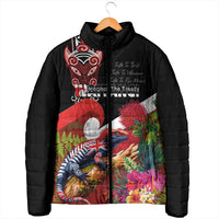 Aotearoa Toitu Te Tiriti Padded Jacket Waitangi-Honour The Treaty NZ Tuatara and Plants LT03 - Polynesian Pride