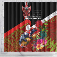 Aotearoa Toitu Te Tiriti Shower Curtain Waitangi-Honour The Treaty NZ Tuatara and Plants