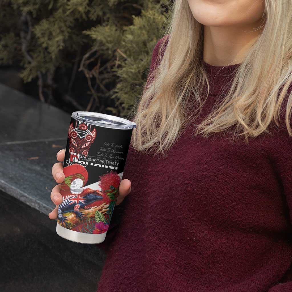 Aotearoa Toitu Te Tiriti Tumbler Cup Waitangi-Honour The Treaty NZ Tuatara and Plants
