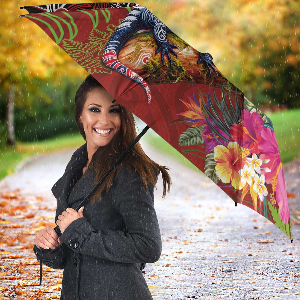 Aotearoa Toitu Te Tiriti Umbrella Waitangi-Honour The Treaty NZ Tuatara and Plants
