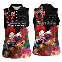 Aotearoa Toitu Te Tiriti Women Sleeveless Polo Shirt Waitangi-Honour The Treaty NZ Tuatara and Plants LT03 - Polynesian Pride