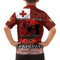Tonga ANZAC Day Family Matching Off The Shoulder Long Sleeve Dress and Hawaiian Shirt Gallipoli Lest We Forget Ngatu Art Tribal LT03 - Polynesian Pride