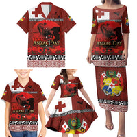 Tonga ANZAC Day Family Matching Puletasi and Hawaiian Shirt Gallipoli Lest We Forget Ngatu Art Tribal LT03 - Polynesian Pride