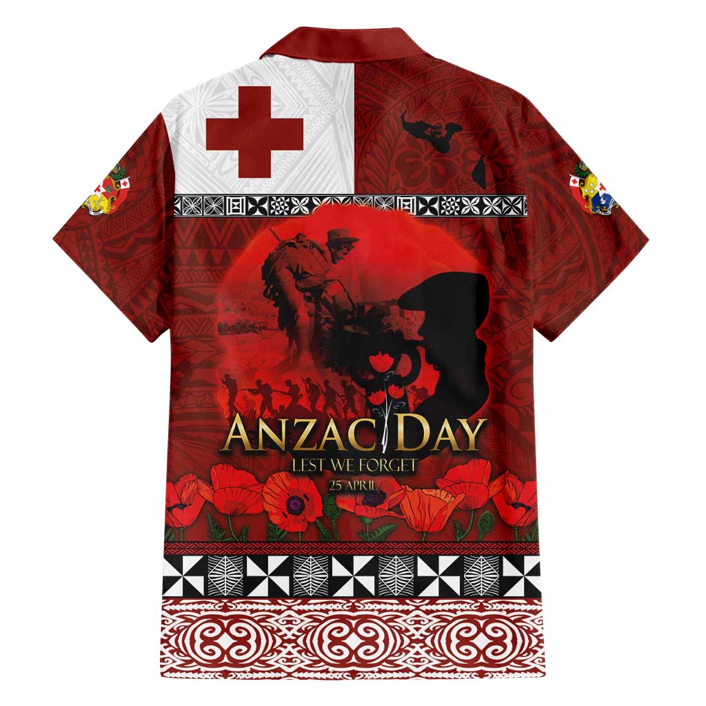 Tonga ANZAC Day Family Matching Short Sleeve Bodycon Dress and Hawaiian Shirt Gallipoli Lest We Forget Ngatu Art Tribal LT03 - Polynesian Pride