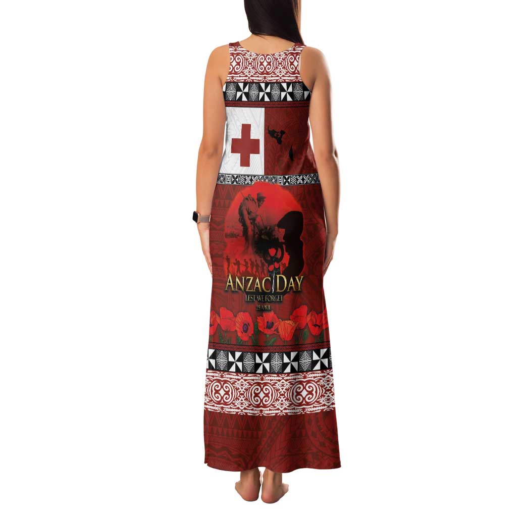 Tonga ANZAC Day Family Matching Tank Maxi Dress and Hawaiian Shirt Gallipoli Lest We Forget Ngatu Art Tribal