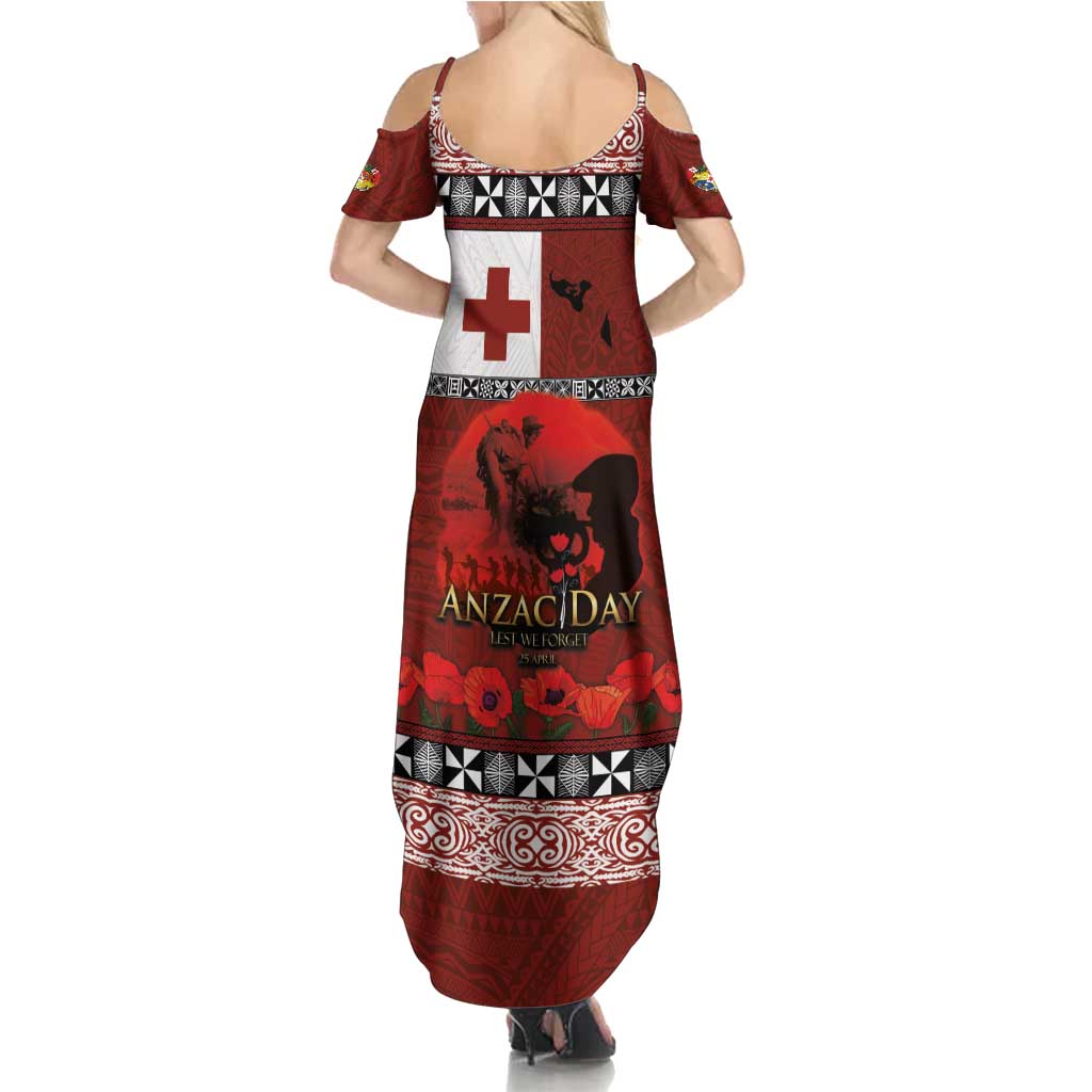 Tonga ANZAC Day Summer Maxi Dress Gallipoli Lest We Forget Ngatu Art Tribal