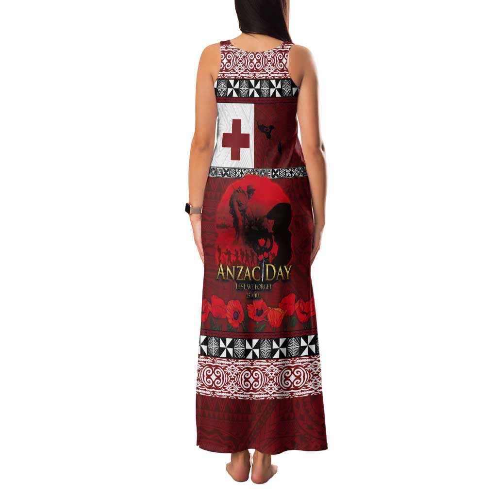 Tonga ANZAC Day Tank Maxi Dress Gallipoli Lest We Forget Ngatu Art Tribal
