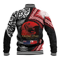 Tonga and New Zealand ANZAC Day Baseball Jacket Gallipoli Lest We Forget Ngatu Art Tribal and Maori Tattoo with Fern LT03 - Polynesian Pride