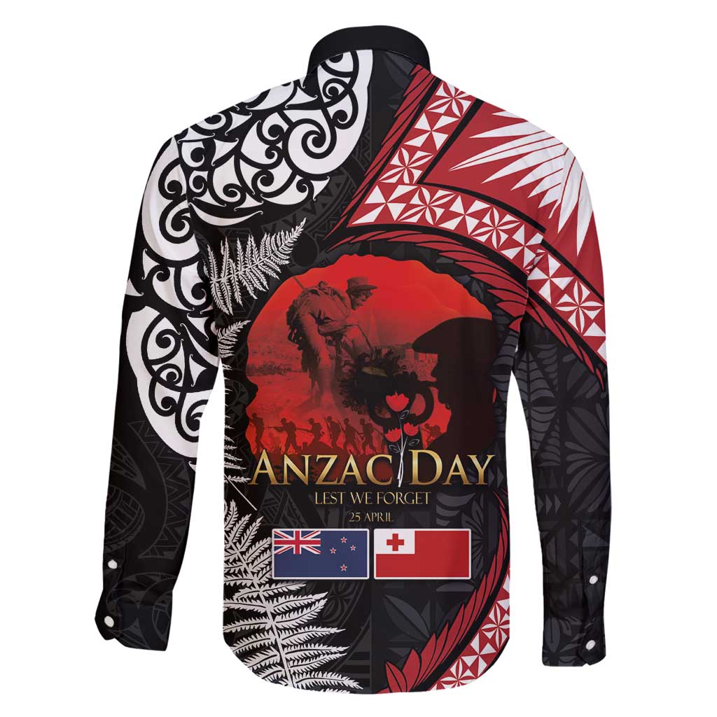 Tonga and New Zealand ANZAC Day Family Matching Mermaid Dress and Hawaiian Shirt Gallipoli Lest We Forget Ngatu Art Tribal and Maori Tattoo with Fern LT03 - Polynesian Pride