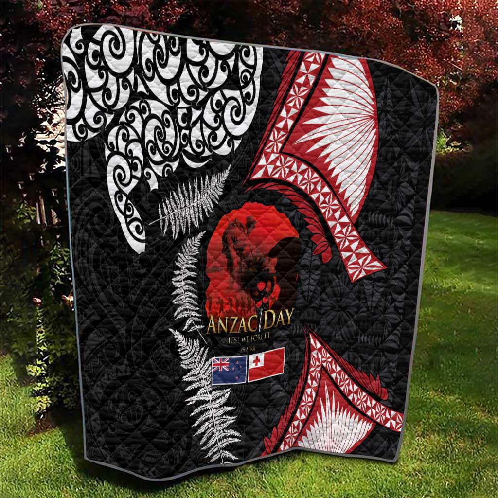 Tonga and New Zealand ANZAC Day Quilt Gallipoli Lest We Forget Ngatu Art Tribal and Maori Tattoo with Fern LT03 - Polynesian Pride