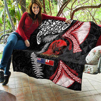 Tonga and New Zealand ANZAC Day Quilt Gallipoli Lest We Forget Ngatu Art Tribal and Maori Tattoo with Fern LT03 - Polynesian Pride