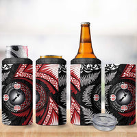 Tonga and New Zealand Together 4 in 1 Can Cooler Tumbler Ngatu Art Tribal-Maori Tattoo and Silver Fern