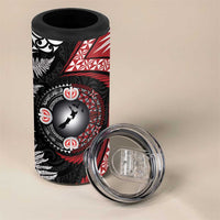 Tonga and New Zealand Together 4 in 1 Can Cooler Tumbler Ngatu Art Tribal-Maori Tattoo and Silver Fern