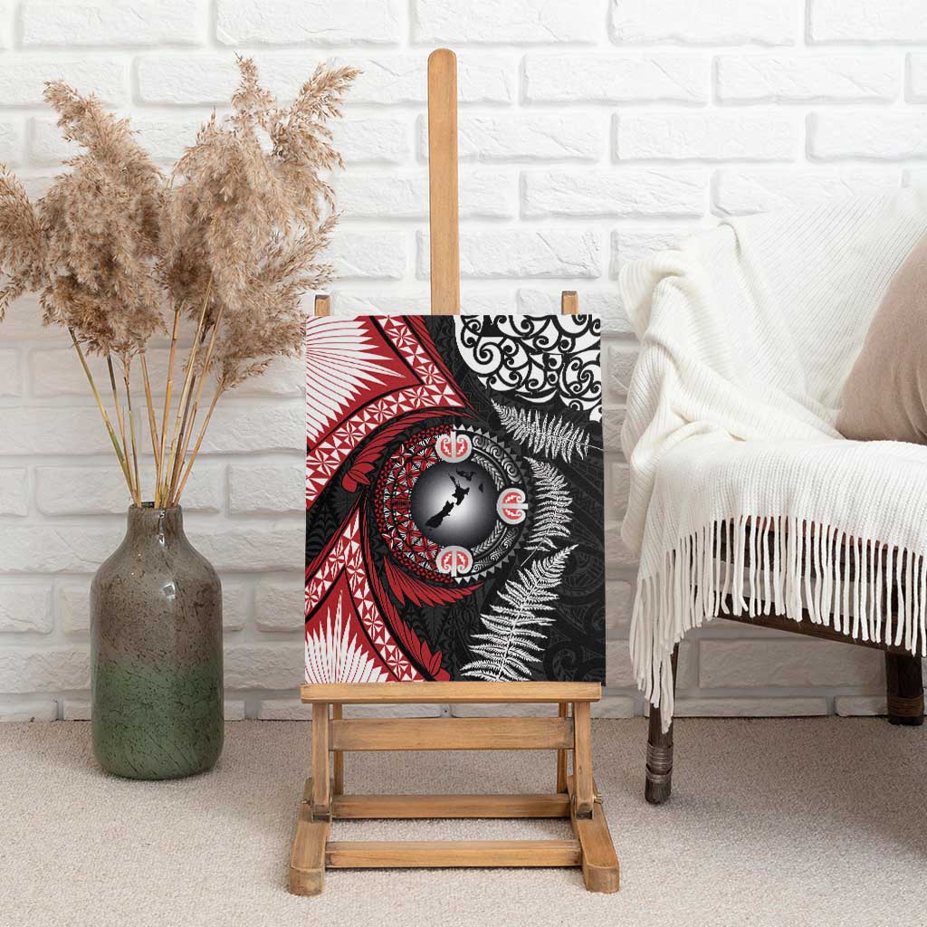 Tonga and New Zealand Together Canvas Wall Art Ngatu Art Tribal Maori Tattoo and Silver Fern LT03 - Polynesian Pride