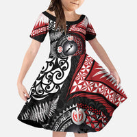 Tonga and New Zealand Together Family Matching Off Shoulder Maxi Dress and Hawaiian Shirt Ngatu Art Tribal Maori Tattoo and Silver Fern