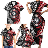 Tonga and New Zealand Together Family Matching Short Sleeve Bodycon Dress and Hawaiian Shirt Ngatu Art Tribal Maori Tattoo and Silver Fern LT03 - Polynesian Pride