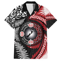 Tonga and New Zealand Together Family Matching Short Sleeve Bodycon Dress and Hawaiian Shirt Ngatu Art Tribal Maori Tattoo and Silver Fern LT03 Dad's Shirt - Short Sleeve Black - Polynesian Pride