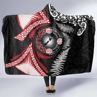 Tonga and New Zealand Together Hooded Blanket Ngatu Art Tribal Maori Tattoo and Silver Fern