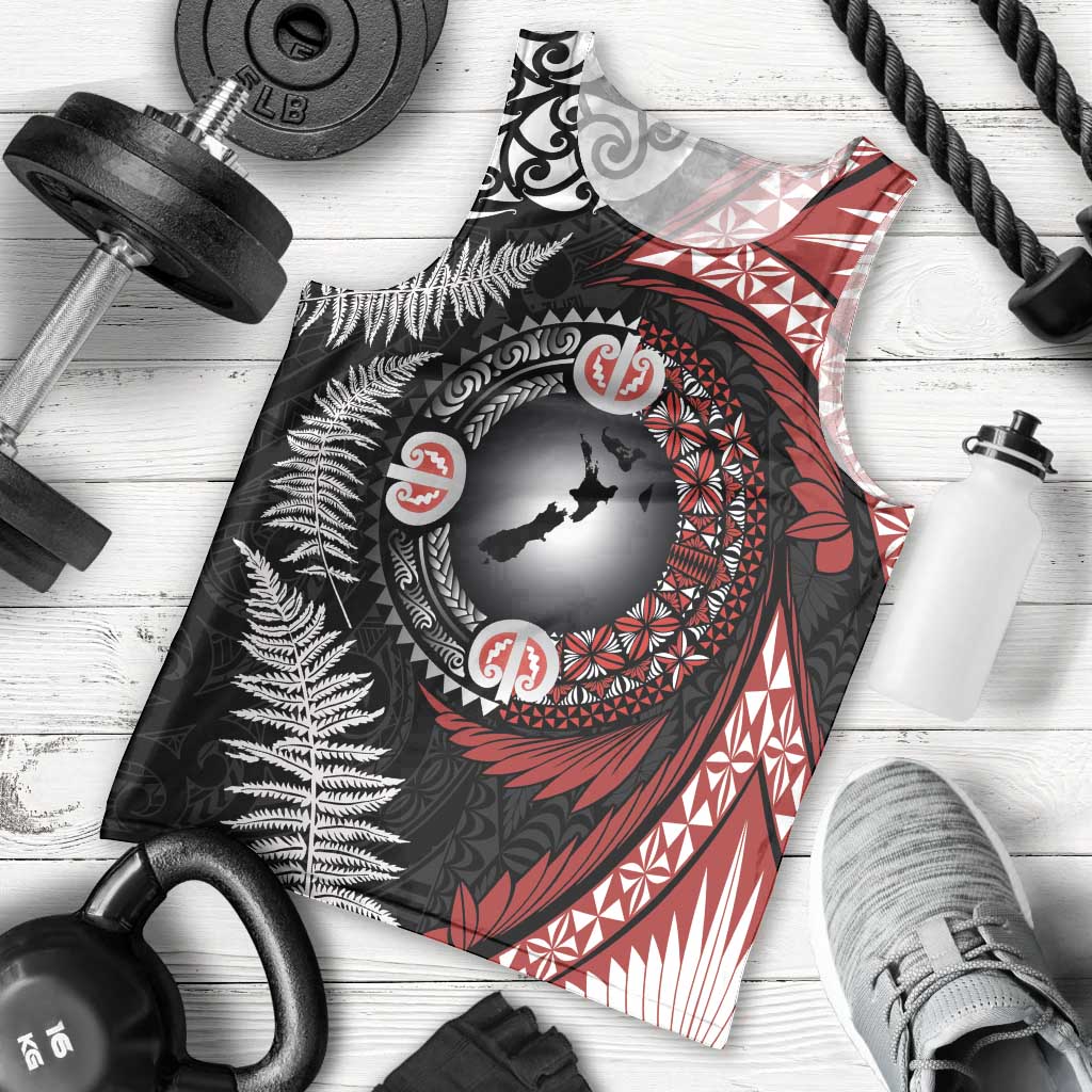 Tonga and New Zealand Together Men Tank Top Ngatu Art Tribal Maori Tattoo and Silver Fern LT03 - Polynesian Pride