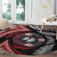 Tonga and New Zealand Together Round Carpet Ngatu Art Tribal Maori Tattoo and Silver Fern LT03 - Polynesian Pride