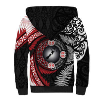 Tonga and New Zealand Together Sherpa Hoodie Ngatu Art Tribal Maori Tattoo and Silver Fern LT03 - Polynesian Pride