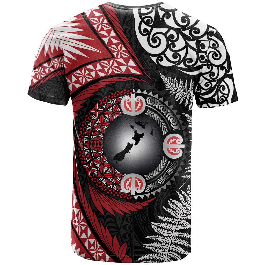 Tonga and New Zealand Together T Shirt Ngatu Art Tribal Maori Tattoo and Silver Fern LT03 - Polynesian Pride