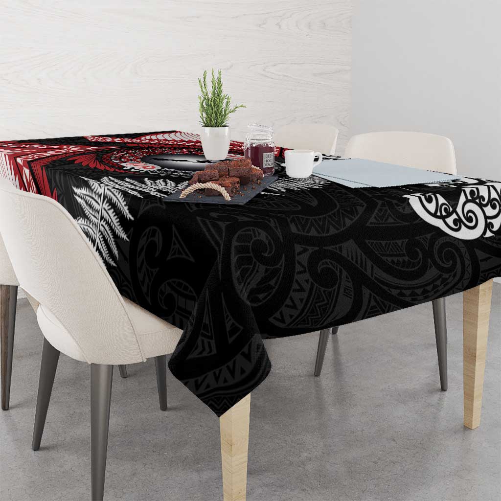 Tonga and New Zealand Together Tablecloth Ngatu Art Tribal Maori Tattoo and Silver Fern