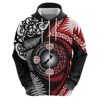 Tonga and New Zealand Together Zip Hoodie Ngatu Art Tribal Maori Tattoo and Silver Fern LT03 - Polynesian Pride