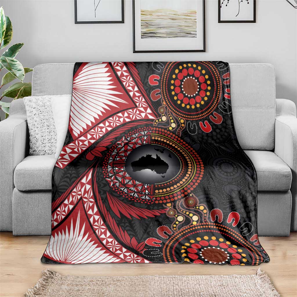 Tonga and Australia Together Blanket Ngatu Art Tribal Aboriginal Tattoo Pattern