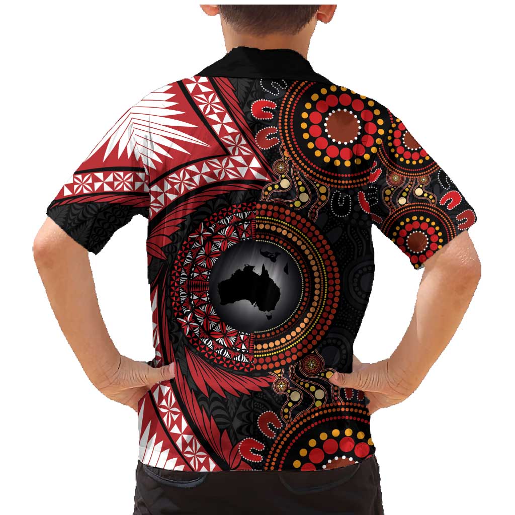 Tonga and Australia Together Family Matching Mermaid Dress and Hawaiian Shirt Ngatu Art Tribal Aboriginal Tattoo Pattern LT03 - Polynesian Pride