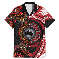 Tonga and Australia Together Family Matching Mermaid Dress and Hawaiian Shirt Ngatu Art Tribal Aboriginal Tattoo Pattern LT03 Dad's Shirt - Short Sleeve Black - Polynesian Pride