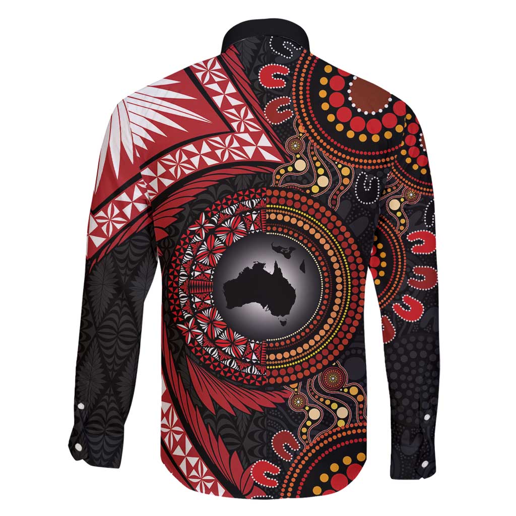 Tonga and Australia Together Family Matching Mermaid Dress and Hawaiian Shirt Ngatu Art Tribal Aboriginal Tattoo Pattern LT03 - Polynesian Pride