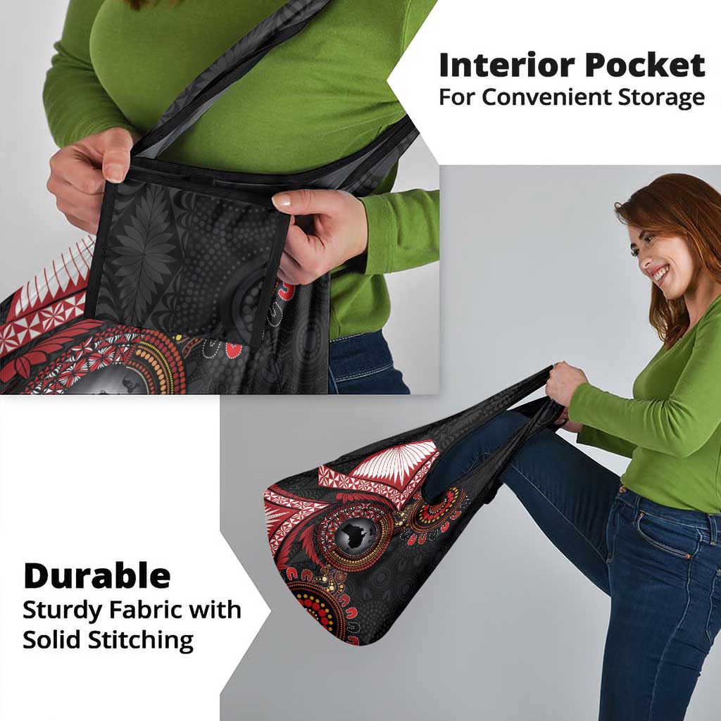 Tonga and Australia Together Grocery Bag Ngatu Art Tribal Aboriginal Tattoo Pattern