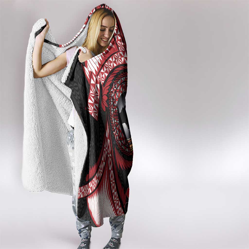 Tonga and Australia Together Hooded Blanket Ngatu Art Tribal Aboriginal Tattoo Pattern
