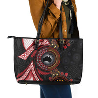 Tonga and Australia Together Leather Tote Bag Ngatu Art Tribal Aboriginal Tattoo Pattern