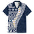 Hawaii Plumeria Tribal Vintage Family Matching Off The Shoulder Long Sleeve Dress and Hawaiian Shirt Special Blue
