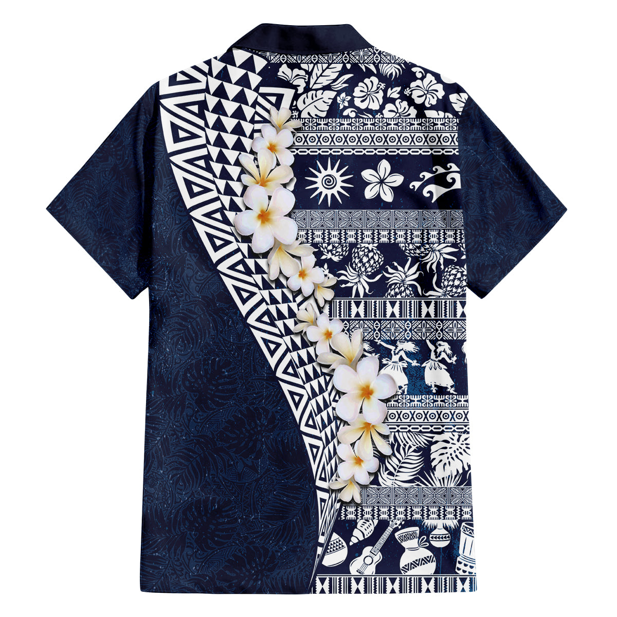 Hawaii Plumeria Tribal Vintage Family Matching Puletasi and Hawaiian Shirt Special Blue LT03 - Polynesian Pride