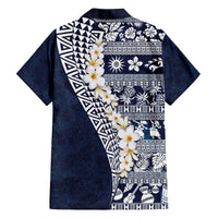 Hawaii Plumeria Tribal Vintage Family Matching Puletasi and Hawaiian Shirt Special Blue LT03 - Polynesian Pride